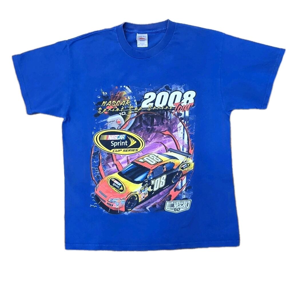 Jeff Gordon NASCAR 2008 Sprint Cup Tour T-Shirt Large Blue Front/Back Graphics